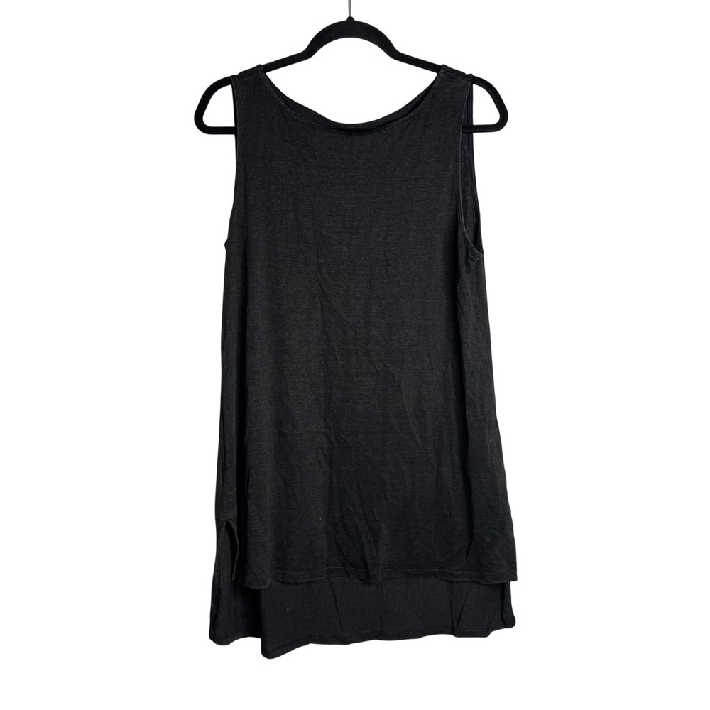 Eileen Fisher Sleeveless Linen Tunic Size XS Knit Black Organic Flowy Lagenlook